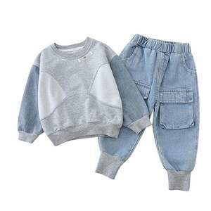 Toddler Boy Loose Sweatshirt & Denim Pants Set Toddler Boy Loose Sweatshirt & Denim Pants Set